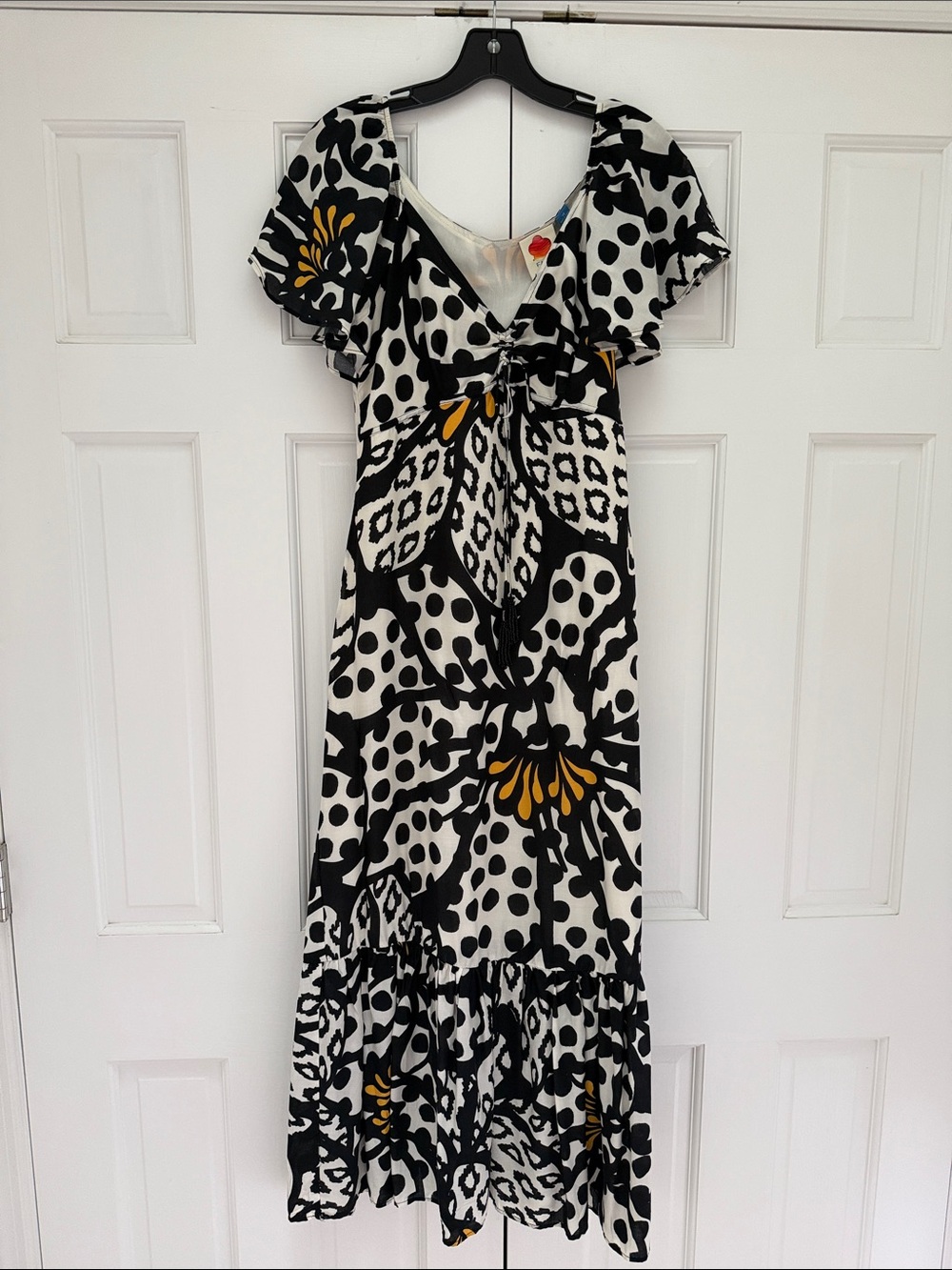 FARM Rio Black, White & Yellow Mixed-Print Maxi Dress